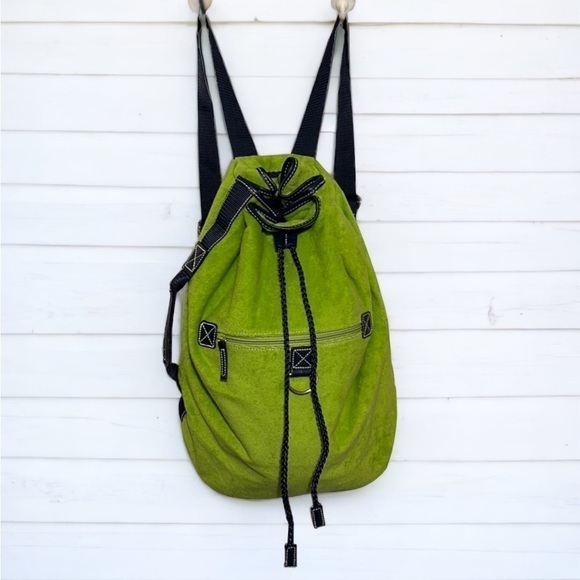 Lime Green and Navy Backpack Large Duffle Bag with Drawstring - Picture 7 of 7